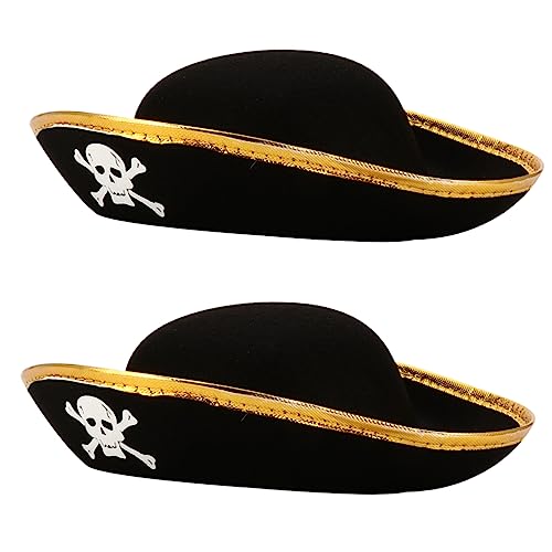 GALPADA 2 Stück Piratenhut für Erwachsene und Cosplay Zubehör mit Klassischem Totenkopfdesign für Halloween Karneval und Mottopartys von GALPADA