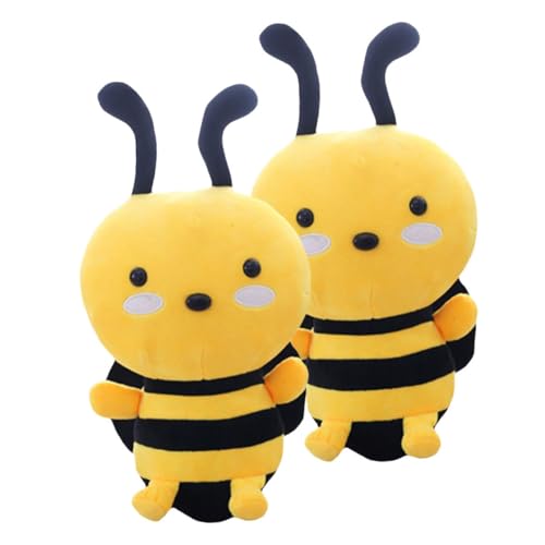 GALPADA 2 Stück Plüsch Bienen Kuscheltier Weiches Leichtes Stofftier mit PP Baumwolle Füllung Niedliche Dekoration für Schlafzimmer und Wohnzimmer als Kissen und Geschenk von GALPADA