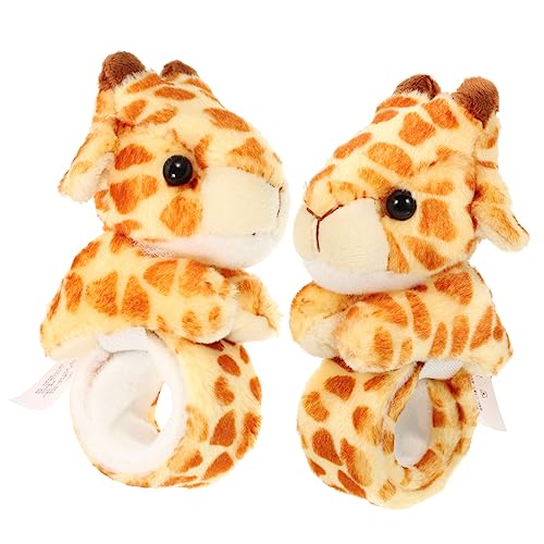 GALPADA 2 Stück Plüsch Giraffen Slap Bracelet Kuscheltier Armband für Party Spielpreis Geburtstag Halloween Weihnachten von GALPADA