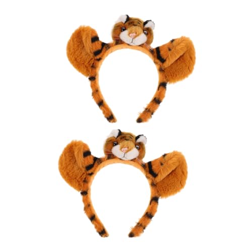 GALPADA 2 Stück Plüsch Tiger Ohren Haarreif Weiches Stirnband für Halloween Faschingskostüme und Cosplay Party Tierohren Kopfschmuck für Damen Mädchen von GALPADA