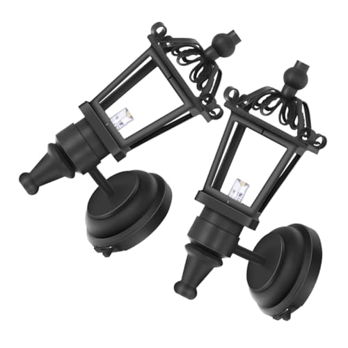 GALPADA 2 Stück Puppenhaus Wandleuchte LED Vintage Stil Miniatur Wandlampe Schwarz Innenbeleuchtung für Puppenhaus Schlafzimmer und Veranda DIY Accessoire für Modellhaus Dekoration von GALPADA