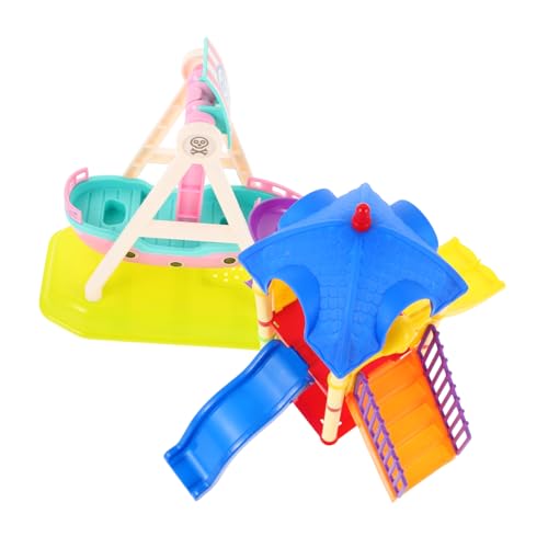 GALPADA 2 Stück Rutsche Piratenschiff Puppenhaus Zubehör Puppenhaus Ornamente Spielplatz Mini Spielplatz Spiel Spielplatz Modell Zubehör Für Puppen Mini Kunststoff von GALPADA