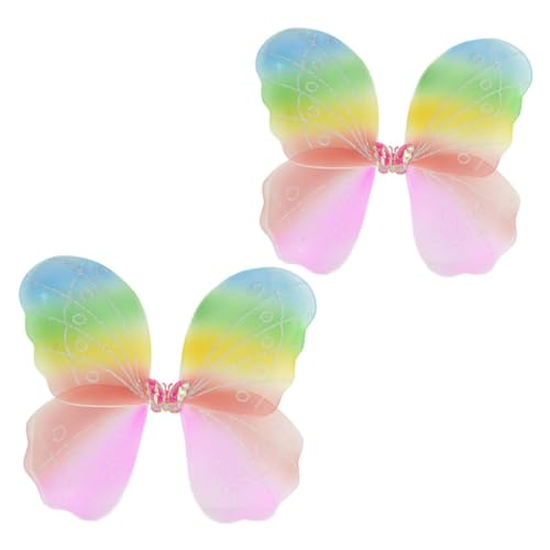 GALPADA 2 Stück Schmetterlingsflügel Teilig Bunt Leichtes Stoffmaterial für Bühnenauftritte und Halloween Kostüm für Mädchen Partyzubehör von GALPADA