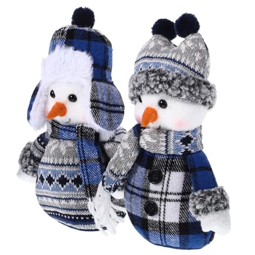 GALPADA 2 Stück Ski -Schneemann -Ornamente handgefertigt weihnachtliche Tischdekoration Schneemann Plüschpuppe Tischplatte Plüsch Schneemann Plüsch-Schneemann-Ornament Stoff Blau von GALPADA