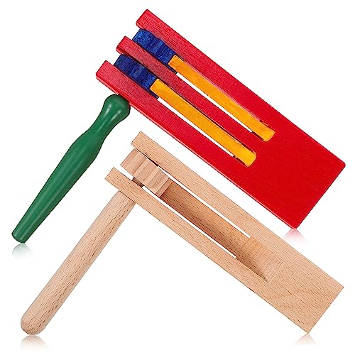 GALPADA 2 Stück Stempelspielzeug Ratsche Vorschulmusical groß kinderinstrumente musikinstrumente Instrument Musikalische Kastagnette Resonanzböden Musikinstrument hölzern von GALPADA