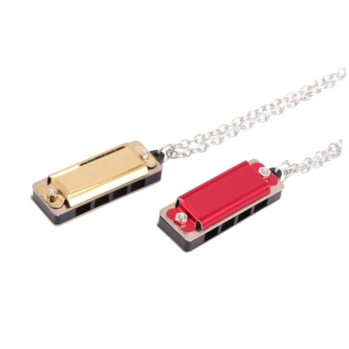 GALPADA 2 Stück Teiliges Doppelreihen Mundharmonika Töne Musikspielzeug Robuster für Anfänger für Junge Mädchen Rot und Goldfarben von GALPADA