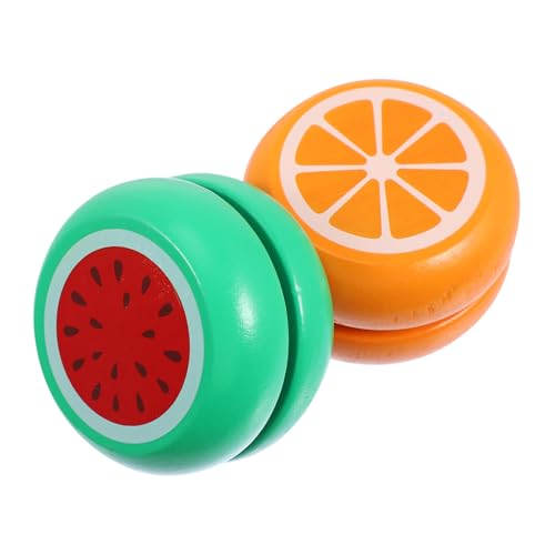 GALPADA 2 Stück Teiliges Holz Yoyo Kinderpädagogisch Cartoon Design Orange Wassermelone Farben Reisespielzeug Lernspielzeug für Jungen Mädchen von GALPADA
