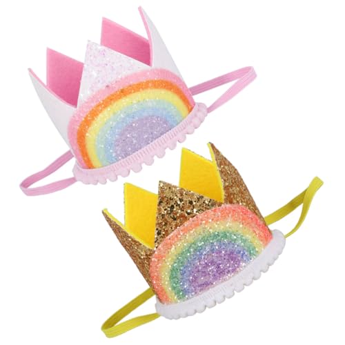GALPADA 2 Stück Teiliges Kindergeburtstags Regenbogen Kronen Stirnband Elastisch Bequem Foto Requisiten Party Kopfschmuck für Mädchen Jungen GALPADA 2 Stück Teiliges Kindergeburtstags Regenbogen Kronen Stirnband Elastisch Bequem Foto Requisiten Party Kopfschmuck für Mädchen Jungen von GALPADA
