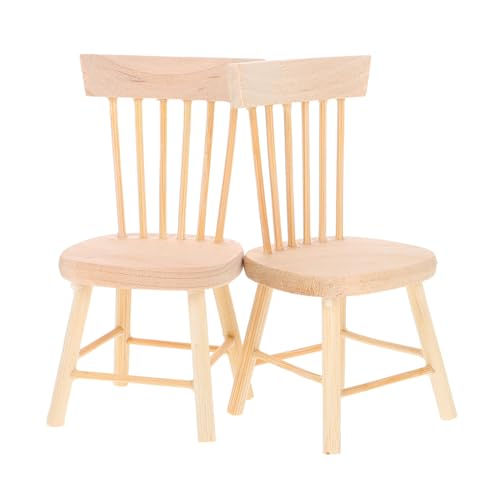GALPADA 2 Stück Teiliges Miniatur Holzstuhl Beige Holzstuhl Modell für Puppenhaus Dekoration Fotorequisiten DIY Malzubehör und Studentische Abschlussprojekte von GALPADA