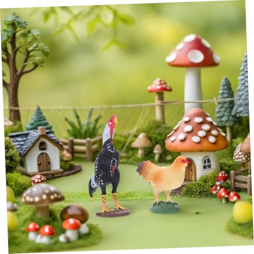 GALPADA 2 Stück Teiliges Realistische Bauernhof Hühnerfiguren aus Farbenfrohe Henne und Hahn Pädagogisch für Robust und Spielbereit für Bauernhof Themenspaß von GALPADA