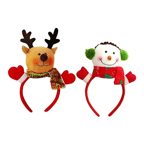 GALPADA 2 Stück Teiliges Weihnachts Headband mit Schneemann und Santa Claus Puppenkopf Leichter Bequemer Haarschmuck für Damen und Passend für Weihnachtsfeier Party und Karneval von GALPADA