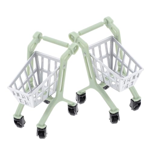 GALPADA 2 Stück Trolley Modell Blau Kleiner Einkaufswagen Mini Einkaufswagen Simulation Desktop Miniatur Rosa Einkaufswagen Für Einkaufswagen Hellgrünes Acryl von GALPADA