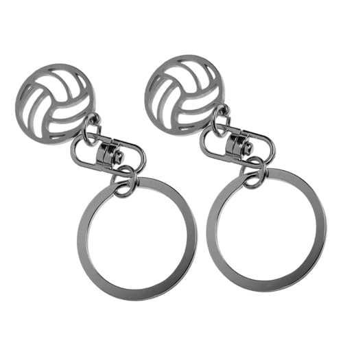 GALPADA 2 Stück Volleyball-schlüsselanhänger Kugel-schlüsselanhänger Mädchen Volleyballdekorationen Volleyball-partygeschenke Schlüsselkette Hängend Rucksäcke Rostfreier Stahl Silver von GALPADA