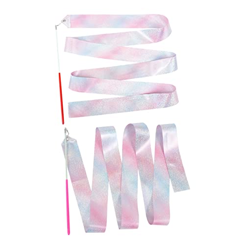 GALPADA 2 Stück -bänder Streamer Funkeln Gymnastik- Jugend Rhythmisch Blinken Schleife Klein Wettbewerbsfähig Für Gymnastikband Blau Regenbogen Farbiges Band Polyester Rot von GALPADA