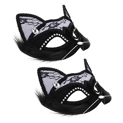 GALPADA 2-teiliges Maskenset Für Halloween Damenparty Bequemes Elastisches Band Luxuriöses Katzenmasken-set Im Venezianischen Stil Für Karneval Und Maskerade von GALPADA