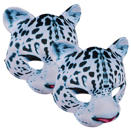 GALPADA 2 Stücke Schneeleopard Leopard Maske Kinder Tiermaske EVA Halbmaske Damen Herren Halloween Gesichtsmaske Tierkostüm Erwachsene Maskerade Karneval Fasching Cosplay Kostüm von GALPADA