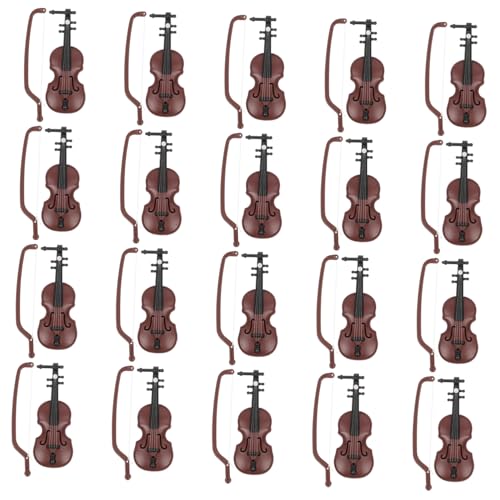 GALPADA 20 Sätze Geiger An Holzkörnern Urlaub Weihnachten Ornament Kleine Geige Mini-geigen-schlüsselanhänger Party Weihnachtsminiaturen Mini-geigenmodelle Winzig Coffee Plastik von GALPADA