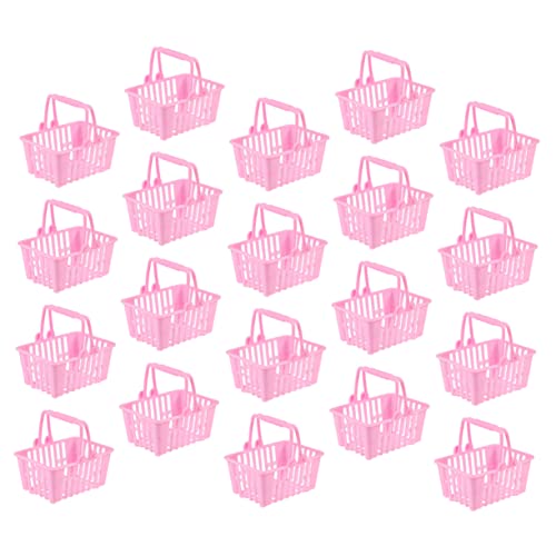 GALPADA 20 Stück Mini Einkaufskorb Kleiner Einkaufswagen Für Kleiner Korb Einkaufskorb Kleiner Einkaufswagen Winziger Einkaufskorb Kindergriffe Kunststoff Rosa von GALPADA