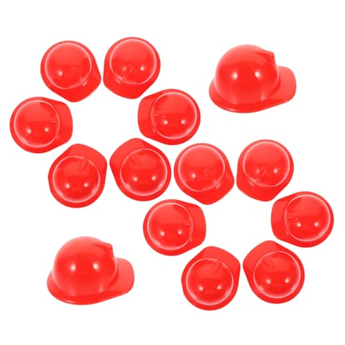 GALPADA 20 Stück Mini Sicherheitshelme aus Kunststoff Miniatur Bauhelm Deko für Puppen Haustiere und Party Leichter Schutzhelm als Cake Topper und DIY Zubehör Rot von GALPADA