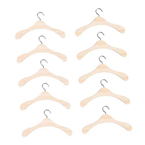 GALPADA 20 Stück Mini -holzkleidung Rack Puppenträger Winzig Klein Kleiden Puppen Kleiderbügel Puppengarderobe Puppenkleidung Aufhänger Kleiderbügel Unser Steht Hölzern Light Brown von GALPADA