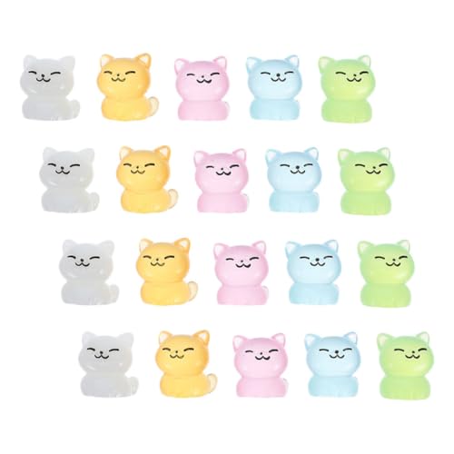 GALPADA 20 Stück Teiliges Leuchtende Miniatur katzenfiguren aus Harz Winzige Katzen statuen mit Detailreichem Design für Puppenhäuser Micro landschaften Aquarium Blumentopf deko als von GALPADA