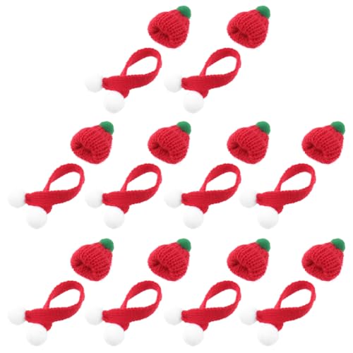 GALPADA 20 Stück Teiliges Mini Weihnachtsmützen Roten Strickmützen und Schals DIY Bastelset für Weihnachtsdeko Puppen Flaschen Handyzubehör Langlebig und Vielseitig Einsetzbar von GALPADA