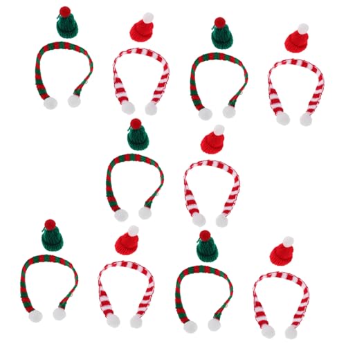 GALPADA 20 Stück Teiliges Mini Weihnachtsmützen und Schal Set Festliche Weinflaschen Deko Puppenhaus und DIY Bastel Accessoires Rote und Grüne Weihnachtskappen für Kreative von GALPADA