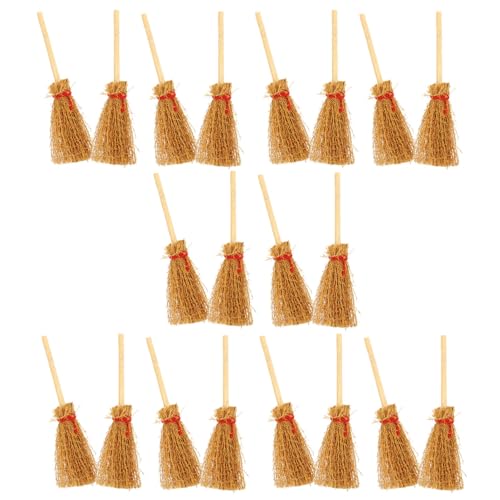 GALPADA 20 Stück Teiliges Miniatur Hexenbesen Realistische Mini Puppenhaus Brooms Halloween und Weihnachtsdeko für Puppenmöbel Micro-Landschaft und Bastelprojekte von GALPADA