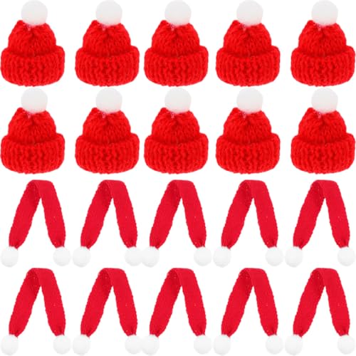 GALPADA 20 Stück Teiliges Miniatur Weihnachtsmützen Strickschal- Handgefertigt Lebendige Farben Strapazierfähige Deko für Weihnachtsflaschen Puppenhaus Zubehör Festliche Tisch von GALPADA