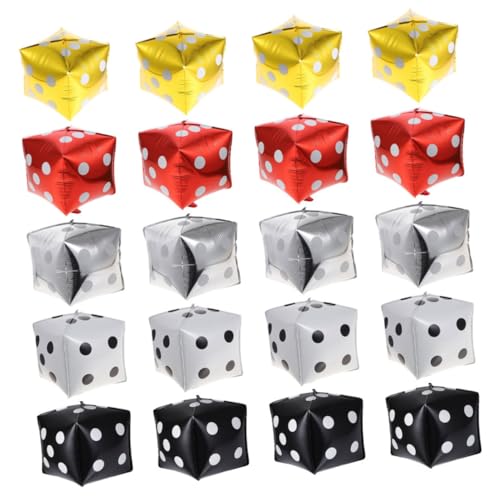 GALPADA 20 Stück Teiliges Würfel Folienballon Party Deko in Gold Silber Rot Würfel Design für Spielnacht Einfach Aufzublasen und Selbstklebend Wanddekoration Shower Geeignet GALPADA 20 Stück Teiliges Würfel Folienballon Party Deko in Gold Silber Rot Würfel Design für Spielnacht Einfach Aufzublasen und Selbstklebend Wanddekoration Shower Geeignet von GALPADA