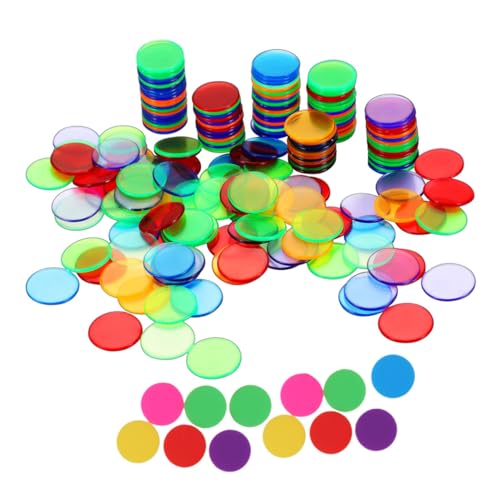 GALPADA 200 Stück Bunte Kunststoff spielchips Transparent und Undurchsichtig Vielseitige Bingo Lernchips für Zählen Gruppieren Belohnungsspiel und Pokerspieleinsatz von GALPADA
