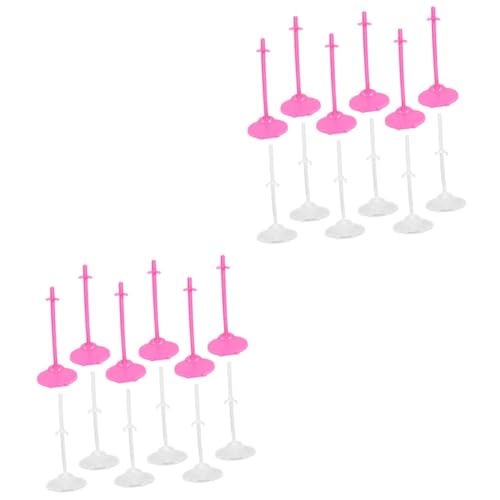 GALPADA 24 Stck. Puppenständer Transparent Rosa Stabile Puppenhalterung für Verschiedene Puppengrößen Leicht Tragbar als Puppenzubehör für Puppenhaus und Kinderzimmer Geschenk für Mädchen von GALPADA