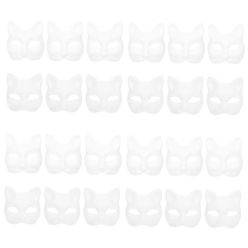GALPADA 24 Stk Handbemalte Maske Handgemalte Masken Karneval-maske Einfache Tiermasken Partymasken Maskerade Katze Verkleidungsmaske Leer Papier Weiß Fuchs Männer Und Frauen Facebook von GALPADA