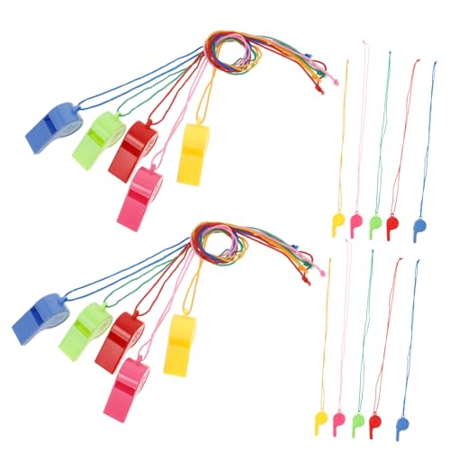 GALPADA 24 Stück Bunte Schiedsrichterpfeifen für Kinder Tragbare Kunststoffpfeife mit Anhänger für Sport Outdoor Aktivitäten und Spiele für Trainer Lehrkräfte und Outdoor von GALPADA