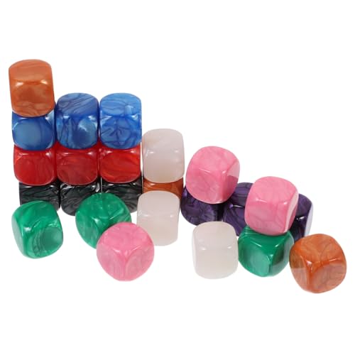 GALPADA 24 Stück Teiliges Acryl Würfelset Sechsseitige Beschreibbare Blanko Würfel mit Abgerundeten Ecken Farbige DIY Spielwürfel für Partyspiele Familien und Lernaktivitäten von GALPADA