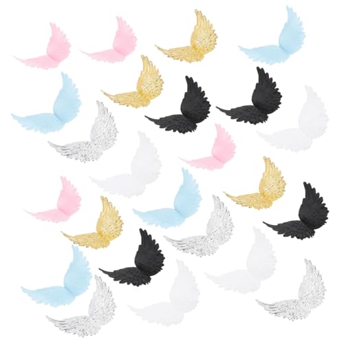 GALPADA 24 Stück Teiliges Bunte Engel Flügel Kunststoff Dekorationen DIY Bastel Zubehör für Kuchen Schmuck Haarschmuck Kreative Handwerksprojekte von GALPADA