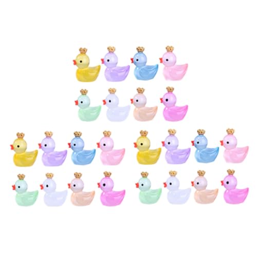 GALPADA 24 Stück Teiliges Mini Enten Figuren aus Langlebigem Resin Leuchtende Nachtlicht Dekoration mit Detailreichen Realistischen Miniatur Skulpturen für Garten Auto Puppenhaus und von GALPADA