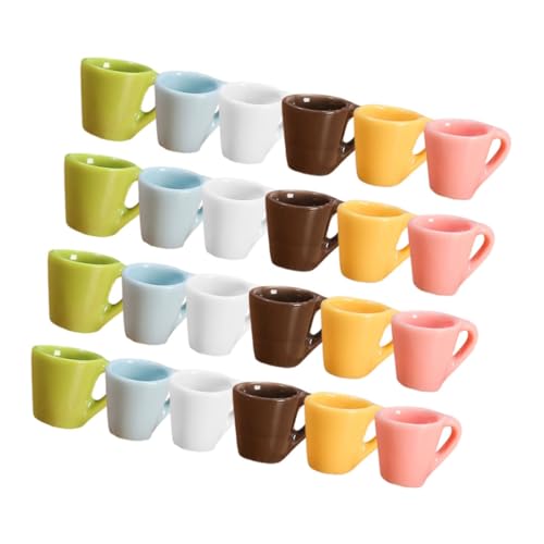 GALPADA 24 Stück Teiliges Miniatur Kaffeetassen aus Resin Realistische Puppenhaus Dekoration in Farben Kleine Küchenbecher für Miniaturküchen und Sammlerzimmer Zubehör von GALPADA