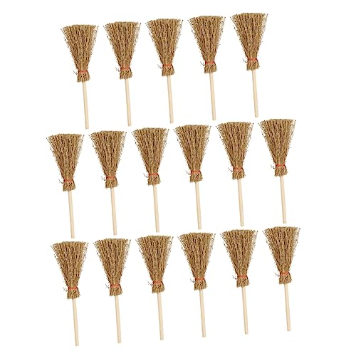 GALPADA 25 Stück Mini-Besen Hexenbesen Miniatur-Bastelzubehör Miniaturbesen Mini -Besendekoration Mikro-Landschaftsornament-Kit Dollhouse Mini Besen künstliche Besen Kiefernholz von GALPADA