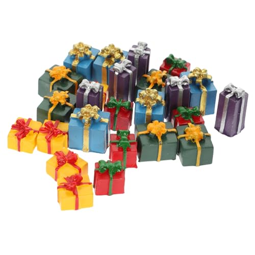 GALPADA 25 Stück Teiliges Miniatur Geschenkbox aus Resin Farbenfrohe Puppenhaus Deko Glatte Oberfläche Leichte Miniatur Geschenkschachteln für Wohn und Schlafzimmer Dekoration als DIY von GALPADA