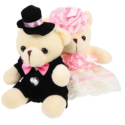 GALPADA 2Stücke Bärenpuppenfiguren Plüschbären für Hochzeiten und Feiern Perfektes für Brautpaare zur Dekoration von Autos Sofas von GALPADA