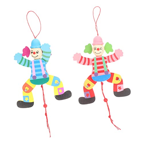 GALPADA 2Stücke Clown Marionette aus Natürlichem Holz Lustiges Puppenspielzeug für Interaktives Fingerfertigkeit Familienaktivitäten und Dekoration von GALPADA