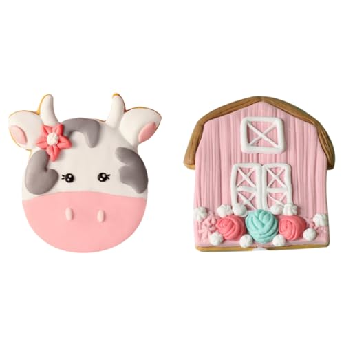 GALPADA 2Stücke Kuh Farm Kuchen Ornament Niedliche Backdekoration für Partykuchen Rosa Cartoon Kuchen Topper für Shower und Geburtstagsfeiern von GALPADA