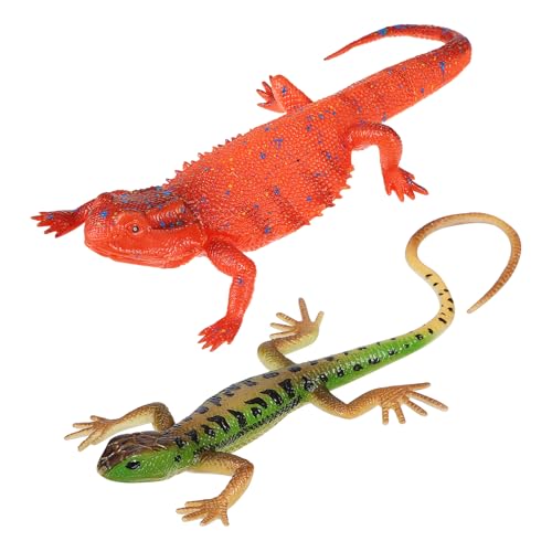 GALPADA 2Stücke Realistische Eidechsenfiguren Detailgetreue Tiermodelle aus Material Lebensechte Reptilien Dekoration für Streiche und von GALPADA