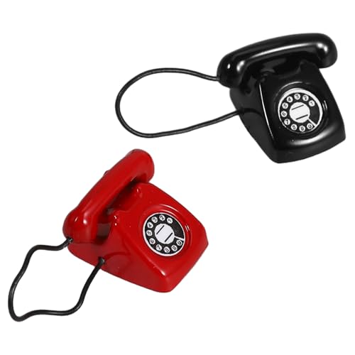 GALPADA 2Stücke Telefonmodell Retro Telefon Dekoration für Puppenhaus für DIY Szenen zu Geburtstagen und Feiertagen GALPADA 2Stücke Telefonmodell Retro Telefon Dekoration für Puppenhaus für DIY Szenen zu Geburtstagen und Feiertagen von GALPADA