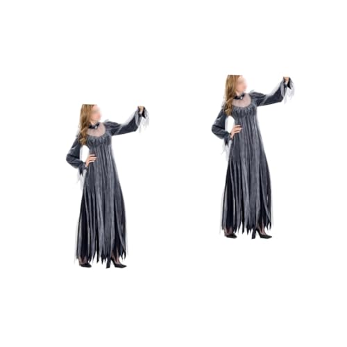 GALPADA 2st Frauenkostüm Für Die Aufführung Schwarzes Kleid Tanzendes Kleid Hexen-cosplay-kleid Hexenkleid Kostüme Für Erwachsene Rollenspiel-outfits Brautkleid Ghost Braut Vampir Bilden von GALPADA
