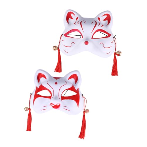 GALPADA 2stücke Japanische Stil Maske Für Kostümpartys Handgefertigte Katzenmaske Mit Quasten Und Glocken Für Cosplay Und Festivals Für Karneval Und Themenveranstaltungen GALPADA 2stücke Japanische Stil Maske Für Kostümpartys Handgefertigte Katzenmaske Mit Quasten Und Glocken Für Cosplay Und Festivals Für Karneval Und Themenveranstaltungen von GALPADA