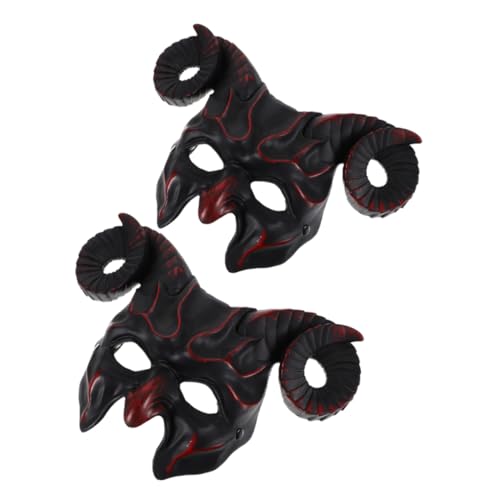 GALPADA 2stücke Gruselige Hornmaske Für Maskenbälle Halloween-halbmaske Mit Widderhörnern Ziegenschädelmaske Totenkopfmaske Für Cosplay Widderhörnermaske Für Tiermaskenball von GALPADA
