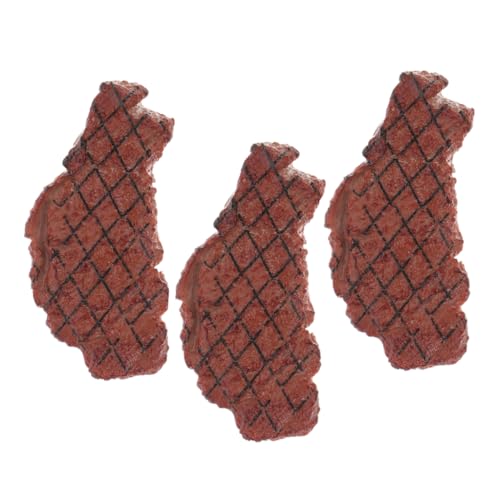 GALPADA Künstliches Steakmodell 3 Stück für Küche und Restaurant Realistisches Lebensmitteldesign Dekoration aus Kunstfleisch Simulationssteak für Ausstellungen und Spielzeug von GALPADA