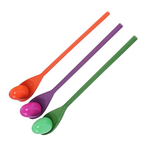GALPADA 3 Sätze Balancestab Holzspielzeug mit Löffel und Ei für Sensorisches Trainingsspiel für Gleichgewicht und Koordination Outdoor für Staffellauf und Rasenaktivitäten Zufällige Farbe von GALPADA